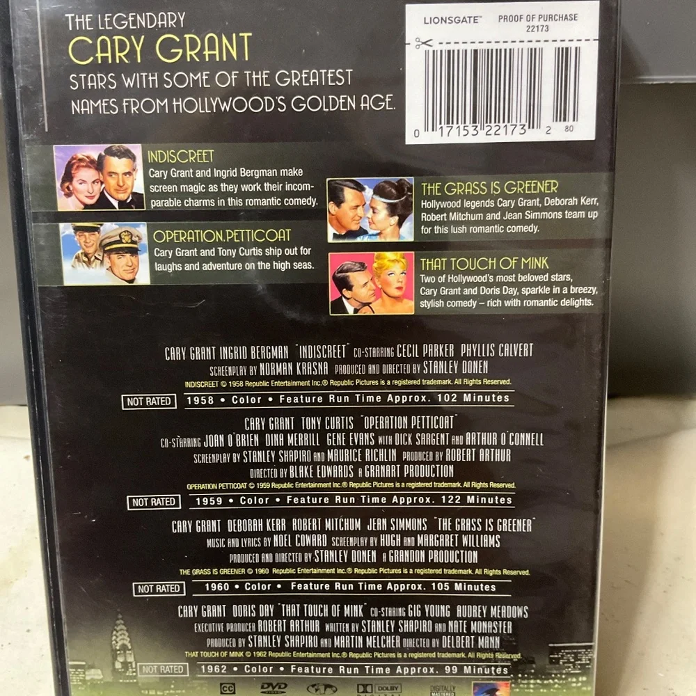 DVD - 4 disc collectors set Cart Grant.   V144